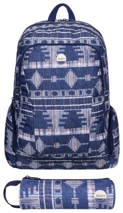 Roxy Blue Tribal Backpack with Matching Pencil Case. Roxy Blue Tribal Backpack with Matching Pencil Case.